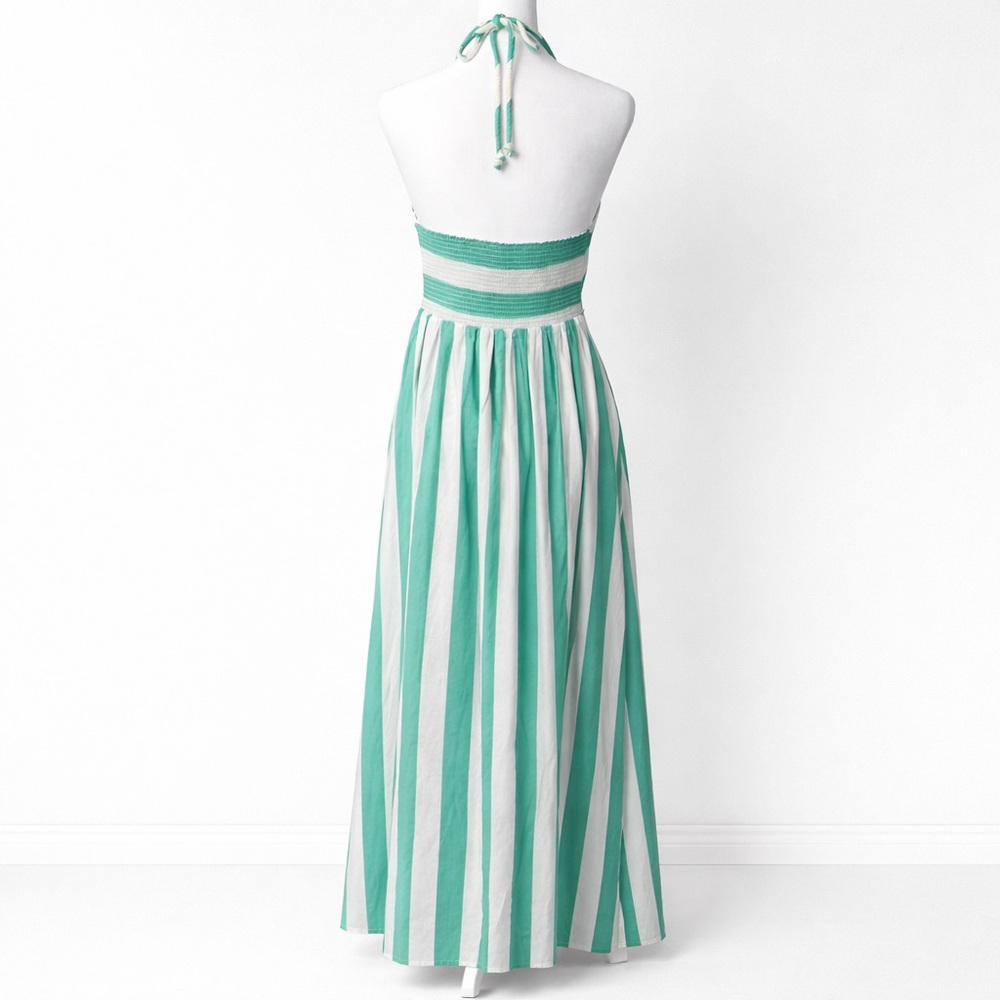 NWT Xirena Maggie Dress Medium Julep Stripe Green White Cotton Maxi Dress Resort - Picture 2 of 5